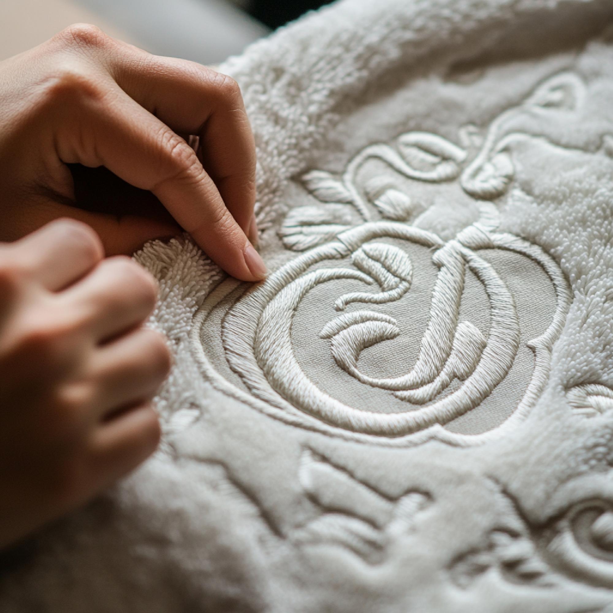 Monogram close-up on linen